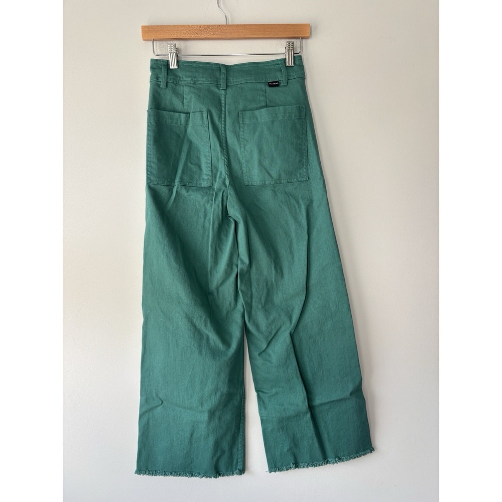 Billabong Free Fall High Waisted Wide Leg Raw Hem Twill Pants Green 27 - Picture 5 of 10